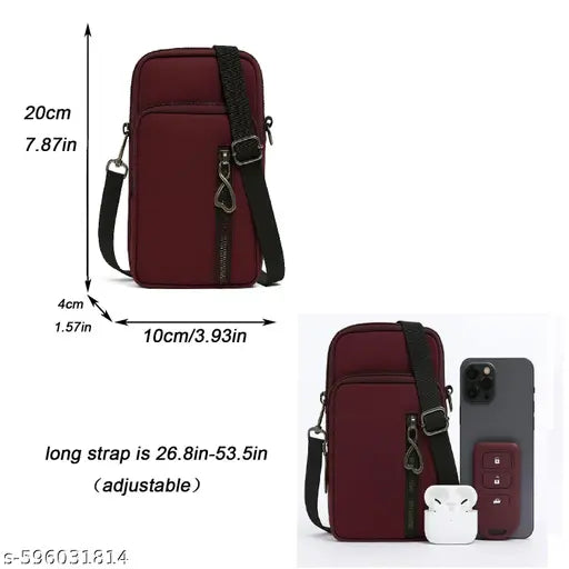 ZARAKI Space-Saving Cell Phone Pouch Fits All Smartphones 111 Pack of 1 Mobile Maroon Color