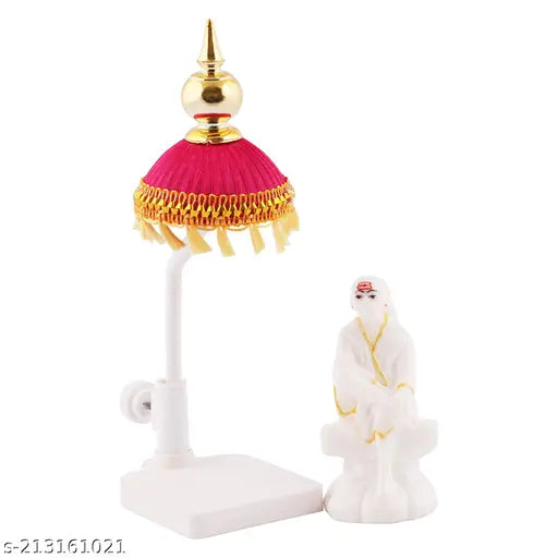 SAMARTH HANDICRAFT Sai Baba Idol Indian/Hindu Goddess Statue, with Red & Yellow  Umbrella Stand.