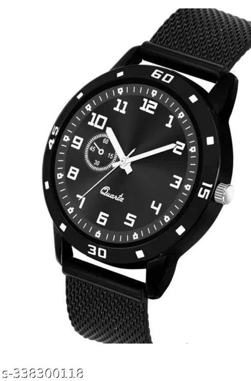 Stylish analogue watches wrist watch pu belt black colour watch for men and boys