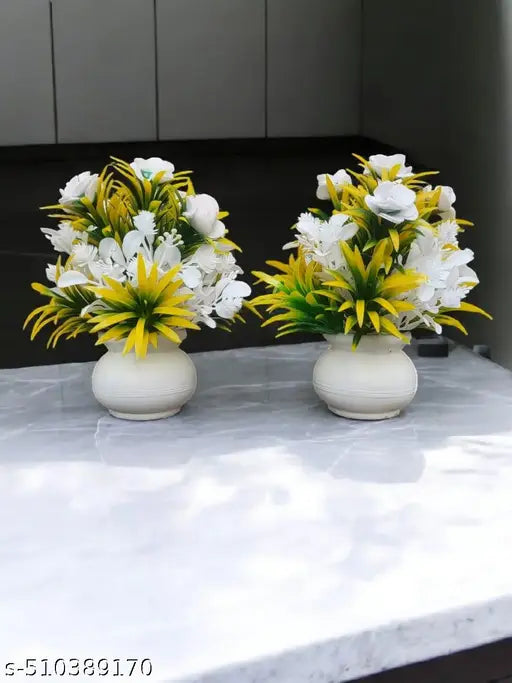 Darshan enterprises Artificial rose plant Home office indoor and outdoor decoration purpose set of 02