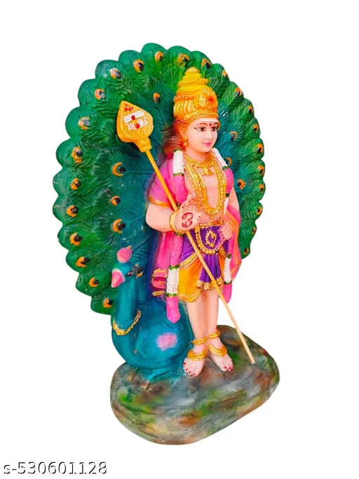 Thillai -Peacock Murugan Idol, Handicrafted Murugan Statue, Decorative Statue Figurine for Home Decor Gifts, Pooja Room & Gifting - 20 X 11 X 27 CM, Hindu God Gift. (Multicolor)