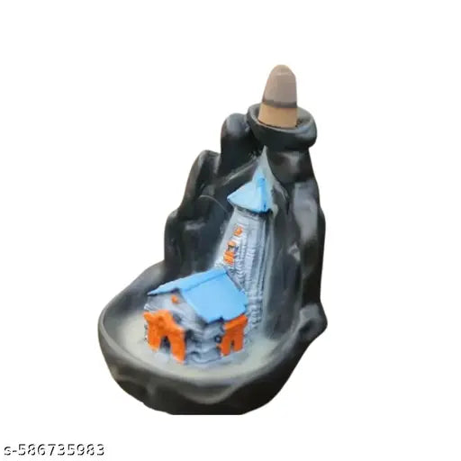 Combo Pack of 2 Handcrafted Idols Adiyogi and Kedarnath Backflow Temple Idol ree with 151 Incense Cones |Multicolor