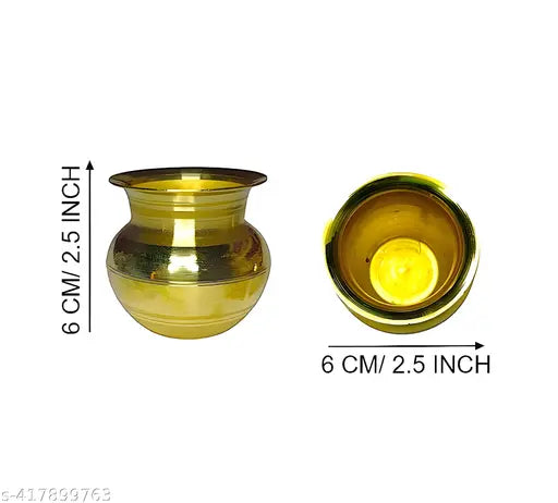 Pure Brass Mangal Kalash | Jagannath Lota for All Pooja, Drinkware Water, Surya Jal Arpan, Home, Temple | Pooja Accessories - 6 cm