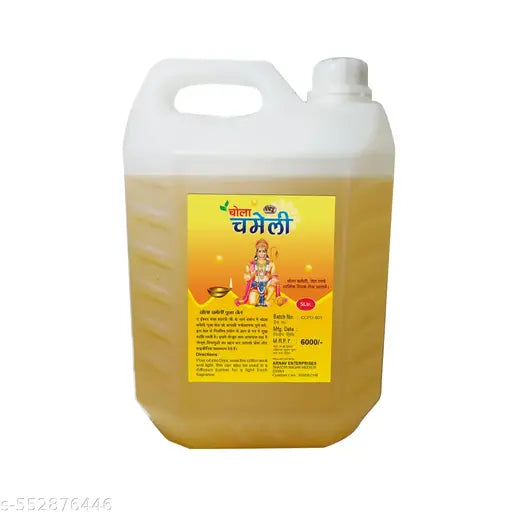 Chola Chameli (Jasmine)  Yellow Pooja Oil - 5000 ML For Hawan, Chola Poojan Hanumanji, God Worship, Spiritual Healing Diya Deepam Oil, Hindu Religious Festival Pooja Oil