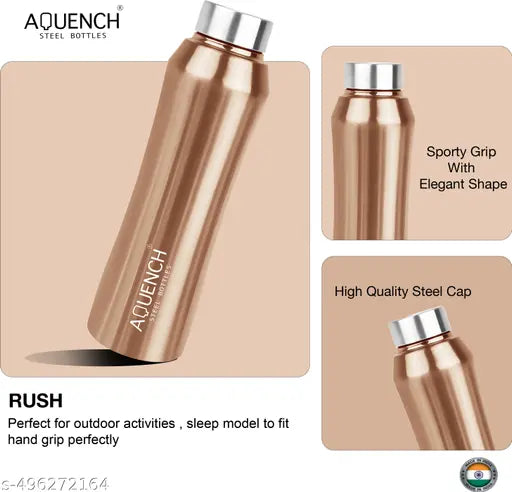 Aquench Best Selling Stainless Steel Water Bottle for Gym Office Sports Yoga Cycling Home & Kids Use 1ltr Bottle Fast Cooling( 1000 ML, Copper Color, Steel Cap)