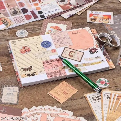 346pc Vintage Aesthetic Scrapbook Kit with Antique Papers, Stickers, WashiTape. Theme, Scrapbook Kit