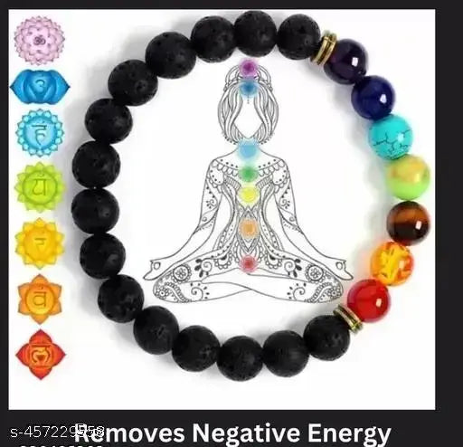 7 Chakra Healing Bracelet with Real Gemstone Bead in PURE Sterling Silver Elements Reiki Crystal Healing Men and Women