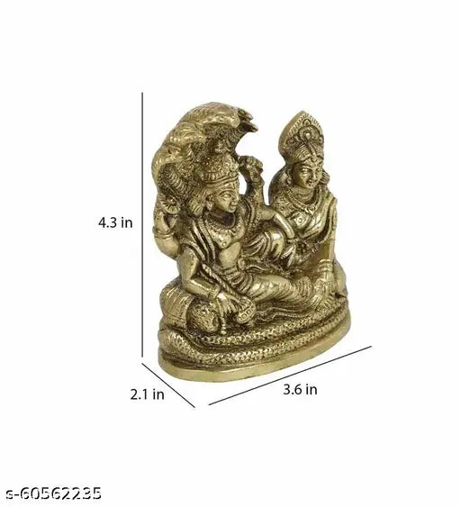 A&S Ventures Metal Shri Laxmi MATA Murti Shri Narayan Brass Idol Vishnu Laxmi Combo Murti Decorative Showpiece.