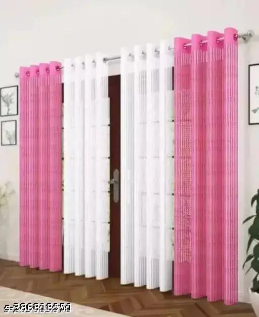 KITTO Plain Tissue Curtain 4 Piece Combo Size 7feet Pack Of 4 piece