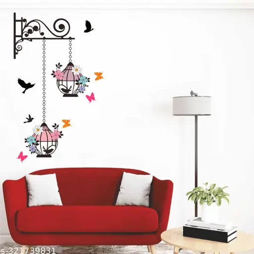 Wall Attraction Beautiful Cages and Birds Wall sticker