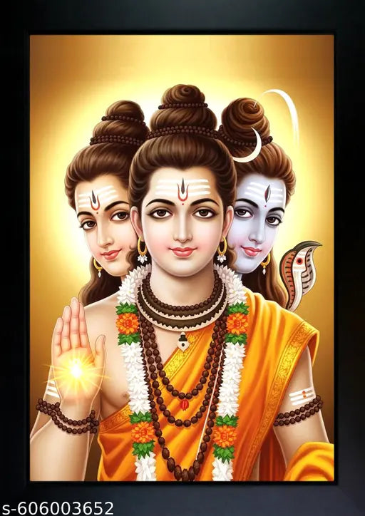Dattatreya Ji Photo Frame | Dattatreya Wall Painting , Home Decoration And Pooja Room ( 7x9 ) Inch