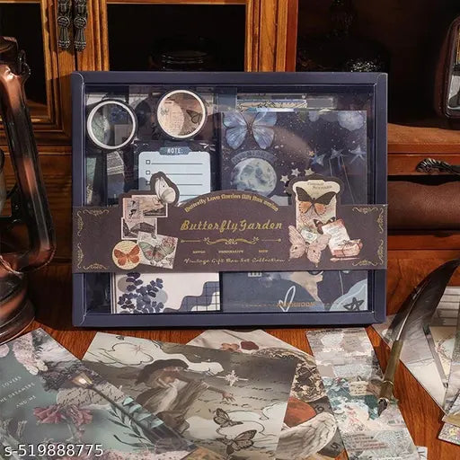 Complete 346pcs DIY Scrapbooking Kit | Premium Aesthetic Journal Set with Notebook, Stickers, Washi Tape, Vintage Ephemera, Decorative Paper, Labels, Envelopes, Cards & More (Butterfly Theme)