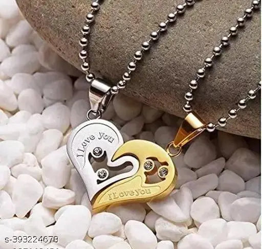 JSS MART PRESENT Couple Lockets | Couple Love Symbol Lockets | Half Heart Pendants For Lovers | Men Women Lockets | Gifts For Her