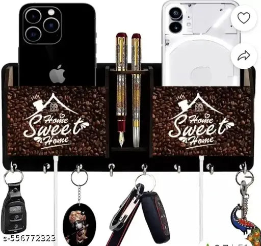 Vayu craft wooden key holder and pen and phone stand
