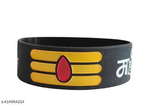 BLACK BLACK MAHADEV SILICONE BRACELET PACK OF 2