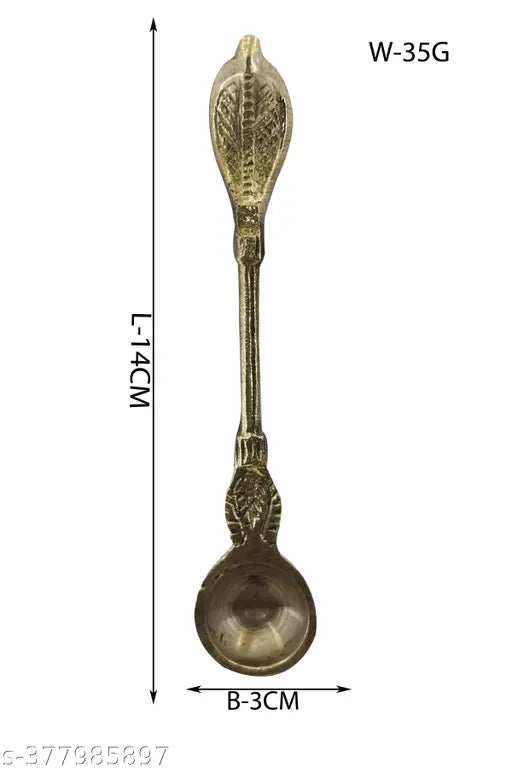 Puri Crafts pure brass naga design pancha patra spoon pack-2