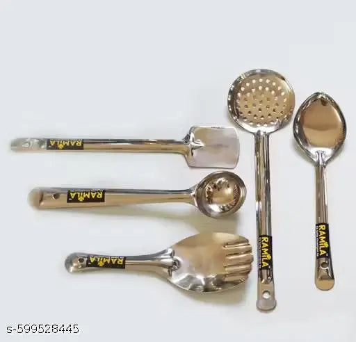Kitchen Tools For ladles | spatula |Cooking Spoon | Utensils Set| Vessel - Premium Quality Stainless steel Set Of 5 piece