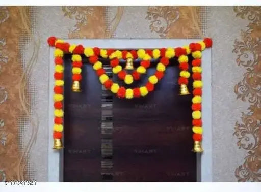PACK OF 1 Artificial Marigold Fluffy Flowers Garlands Toran for Main Door Set | Door Hangings for Decoration (Rose Pink & Yellow)Artificial Marigold Fluffy Flowers Garlands Toran for Main Door Set | Door Hangings for Decoration (ORANGE & Yellow)