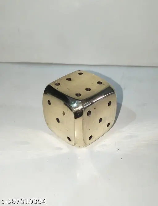 S J OVERSEASE Pure Brass Dice Incense Holder Agarbatti Stand | Traditional Handcrafted Brass Agarbatti Stand for Puja, Home Mandir & Meditation | Decorative Dice Shaped Brass Incense Stick Holder | Spiritual Pooja Essential & Auspicious Gift for Diwali, N