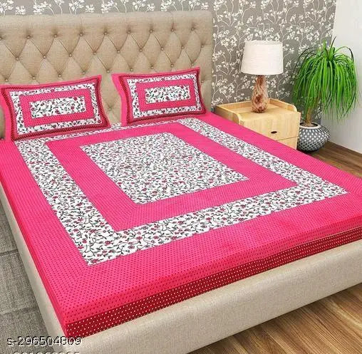 160 Tc 1 Pure cotton Double bed bedsheet with 2 pillow cover king size double bedsheet jaipuri printed bedsheet #curtain*