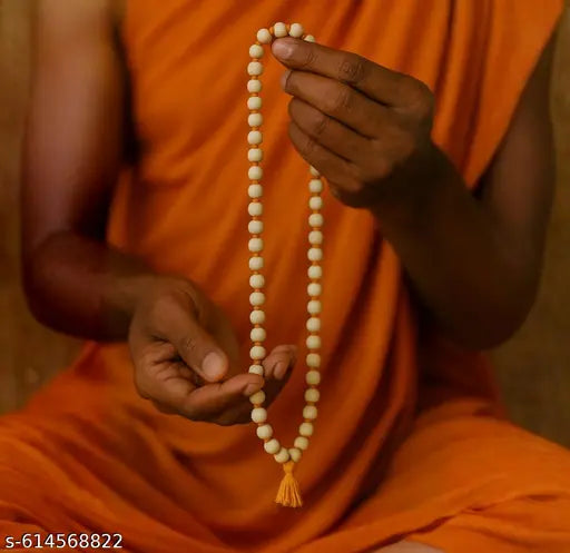 Tulsii Jaap Mala - 108 Beads Original Basil Wood Rosary | Handcrafted Tuulsi Mala for Jap, Meditation & Prayer | Lightweight Sacred Tuulsi Wood Chain for Men & Women | Spiritual Jap Mala for Chanting & Pooja Use