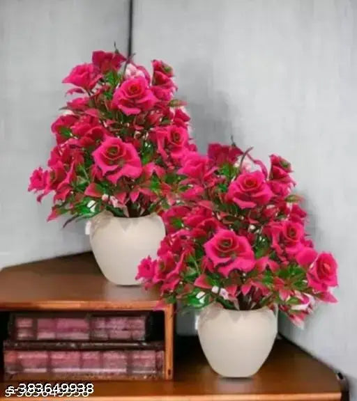 Sp enterprise bonsai artificial rose plant Home office indoor and outdoor decoration purpose set of 02