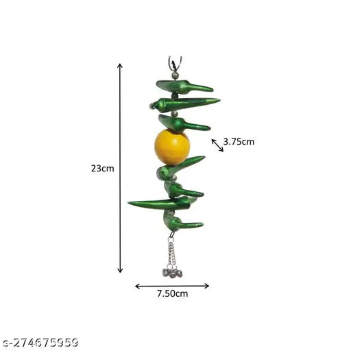 Red & Yellow Nimbu Mirch Wall Hanging Nimbu Mirchi Door Hanging - Remove Negativity Decorative Showpiece - 22.5 cm  (Metal, Yellow) Vastu / Feng Shui
