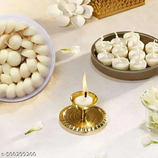 Pure Cow Ghee Diya for Pooja, Festivals (50 Pieces) | Readymade Ghee Diya Batti | Easy to use & Long Lasting Ghee Diya Wicks | Wax Free Batti for Pooja, Festivals & Religious Rituals
