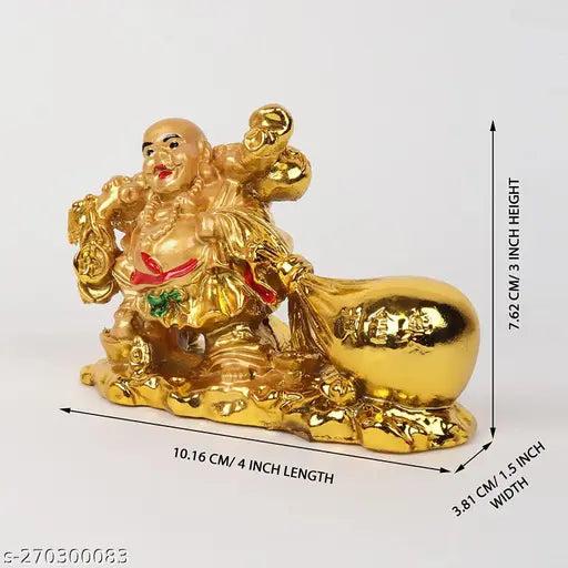 PAYSTORE Golden Laughing Buddha Budha For Health Wealth Money And Good Luck With Wealth, Set of 1