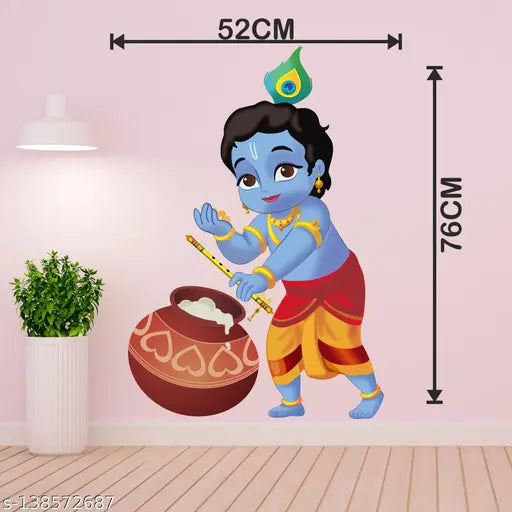 Sticker Aura Lord Krishna Wall Sticker For Living Room/Bedroom (Size :26x18 inch)