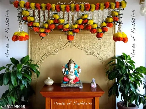 Thoranam Hanging Toran Home Decoration Marigold Toran Badhanwar for All Festival and Religious Celerabration (Fits all Doors, 40 Inch/100 cm)