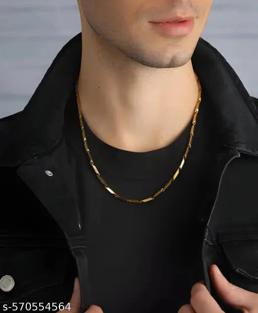 Trendy Gold Plated Stainless Steel Chain for Men | Sleek Link Design