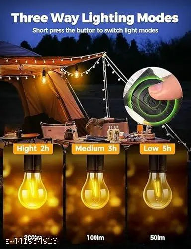 Rechargeable LED Light Bulb, Waterproof LED Tent Lights with USB Cable, 3 Modes Camping Lantern, Hanging Lamp for Hiking, Emergency, Camping, Household, & Car Repairing. (Pack of 2)