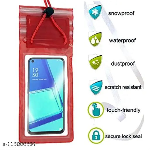 Waterproof Mobile Cover Pouch | Cell Phone case | Mobile Cases | Waterproof Phone Pouch for All Mobile Cover up to 6.5 inch, Transparent (Pack of 5 Pc)