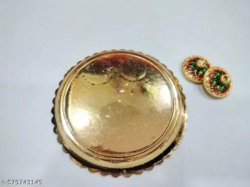 HOMETIC DECOR Pooja Thali Set  Peacock Printed  Handcrafted Meenakari Decorative Gold Plated Multicolor Puja Thali with Haldi  Kumkum Chandan Holders Ideal for Rakhi, Diwali,Home Mandir, Wedding Return Gift  Rakhi Gift for Bhabhi Festivals & Daily Prayer