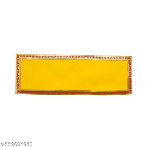Velvet Aasan Mat | Pooja Aasan Mat | Golden Lace Satya  Prayer Mat | Traditional Chowki Prayer Mat |Size : 30 x 10 Inch|Pack Of 2 (Yellow)