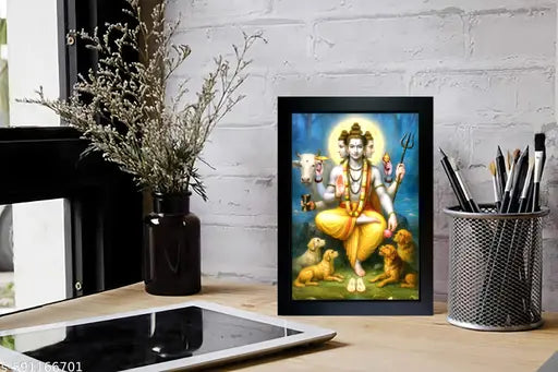 Dattatreya Ji Photo Frame | Dattatreya Wall Painting , Home Decoration And Pooja Room ( 7x9 ) Inch