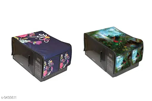 Abtract Digital Printed Jute Microwave Cover with 2 Pocket each Side(Non woven back) Pack of 2