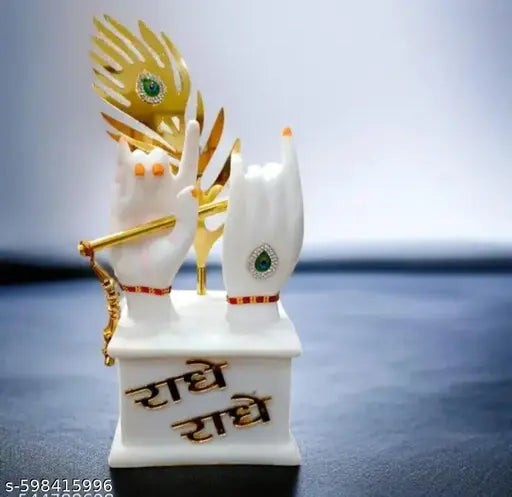 Chettrinyashi Gifts Mini Krishna Hand Idol For Car Dashboard & Office Table, God Statue Gift Purpose Decorative Showpiece - 9.5 cm  (Resin, White)