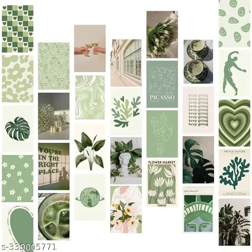 ThePosterMart -Photo Wall Collage Kit | 4x6 inch each | 30 PCS Green Aesthetic collection, Exhibition Poster Room Decor Aesthetic, Matisse Wall Art for Room Décor, Posters for Room Decoration