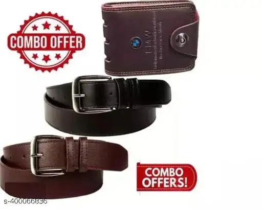 3 Pieces (2 belts & BMW Wallet) Valentine Gift Hamper1