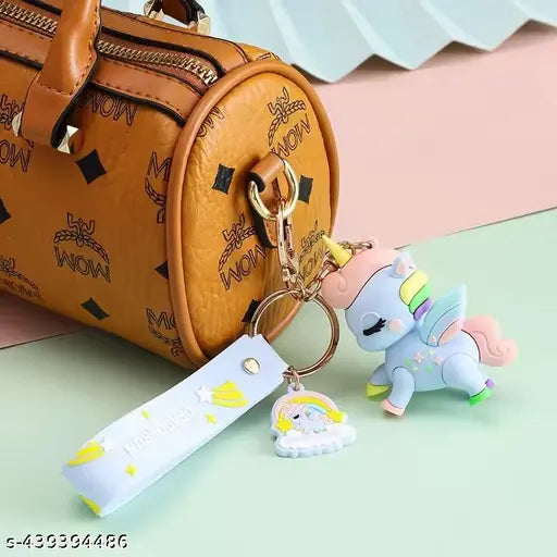 Cute Unicorn Charm Cartoon Characters Keychain for Girls Boys, Cute Silicon Keychains Accessories Keyring Key Purse Backpack Car Charms for Kids Gifts Unicorn Pink