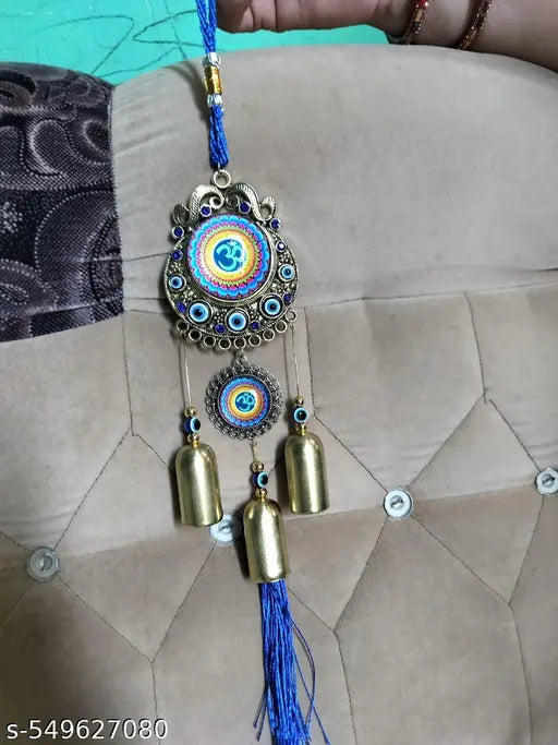 Divya 2 om round evil eye  colourful  wind chaim