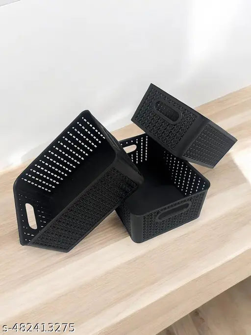 Multipurpose Plastic Baskets Home/Kitchen Storage Basket Pack of 3 Baskets