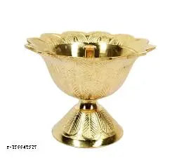 HaridwarDivine | Brass Pooja thali Set 0m Brass Plate   Ghanti |  Agarbatti Stand Devdas Diya | Puja Thali for Diwali Home Mandir Office Wedding Return Gift Items.