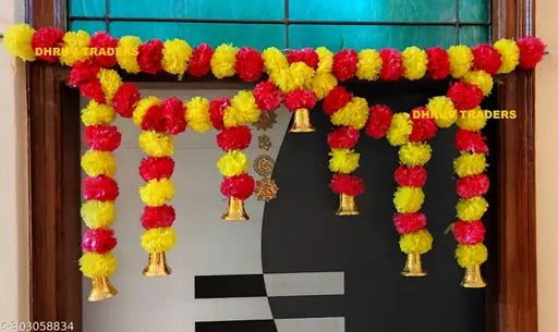 Deity dt life styles artificial marigold orange yellow door set hanging garland (RY EYES MALA )