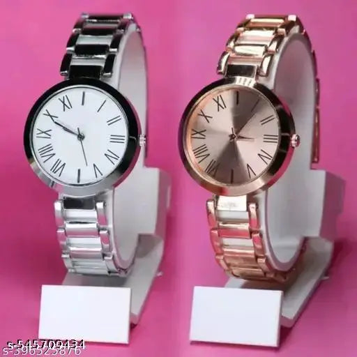Attractive Colorful Metal Belt Combo Analog Watches for Women Pack of 2