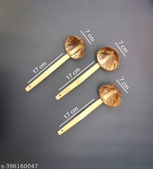 Deconut Coconut Shell Ladle / Chiratta Kayil 17 cm Set of 3