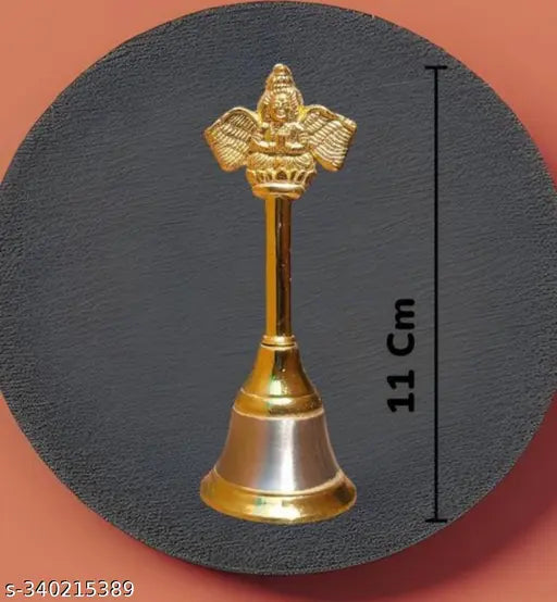Combo Metal Hand Held Temple Bell Pooja Garud Ghanti.Religious and Spiritual And Brass Diya for Puja Small Size Akhand Diya for Puja