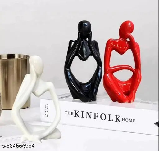 NAZ Home Decor 3pcs Creative Thinker Statue, Abstract Sculpture, Resin Statue Tabletop Decoration, Modern Wedding Bedroom, Living Room Decoration, Family Living Room Decoration, Aesthetic Room Decoration, Birthday Gift, Father's Day Gift, Valentine's Day